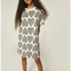 Compania Fantastica Geometric Heart Print Plush Mini Sweater Dress / S